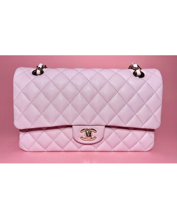 21S NC022 Chanel Classic Double Flap Caviar Leather Lilac Pink.